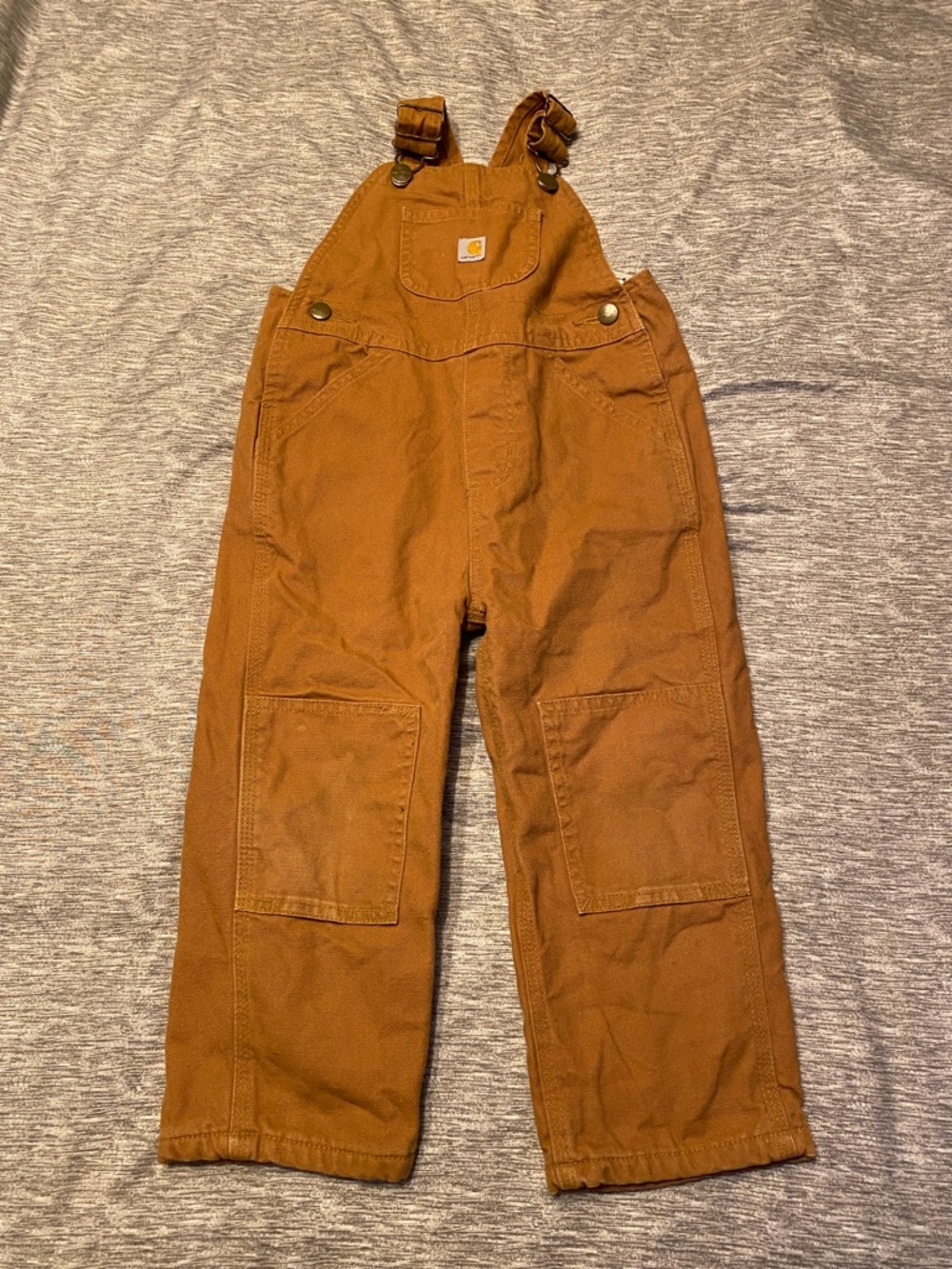 Carhartt Baby Boys 3T Flannel-Lined Tan Canvas Bib Overalls Toddler